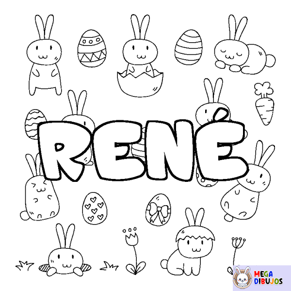 Coloración del nombre REN&Eacute; - decorado Pascua