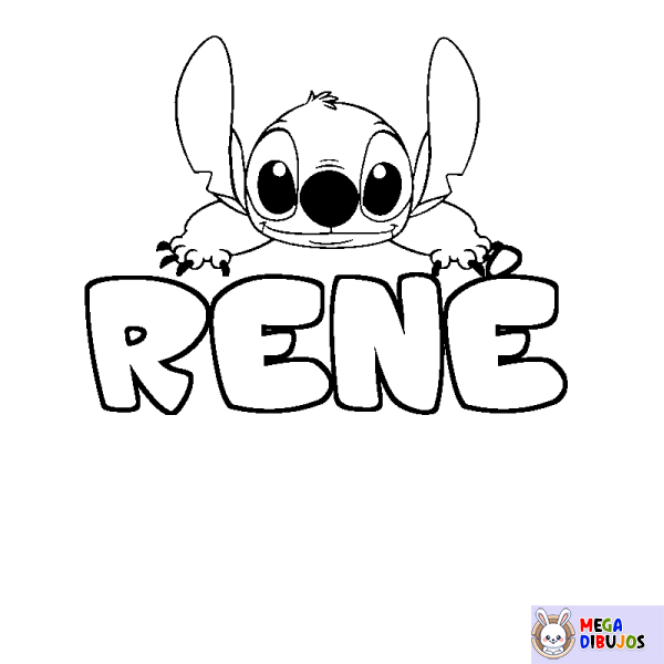 Coloración del nombre REN&Eacute; - decorado Stitch