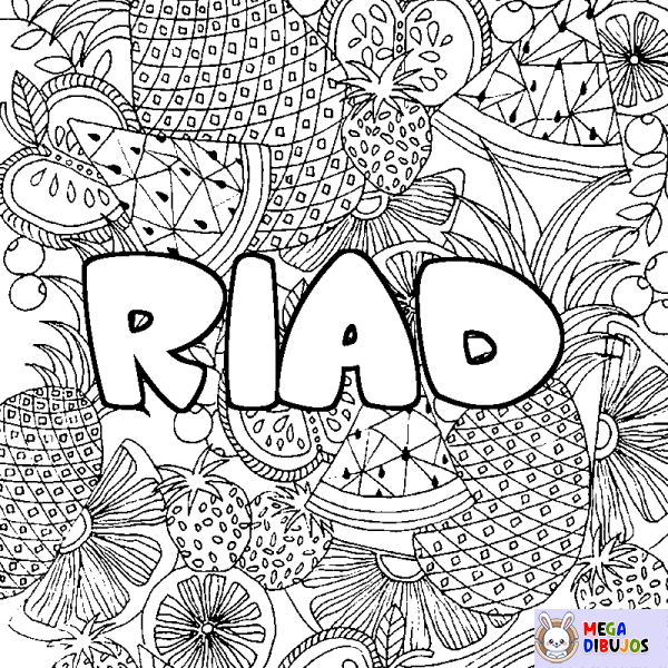 Coloración del nombre RIAD - decorado mandala de frutas