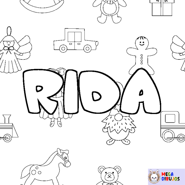 Coloración del nombre RIDA - decorado juguetes