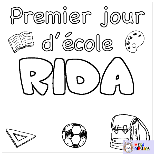 Coloración del nombre RIDA - decorado primer d&iacute;a de escuela