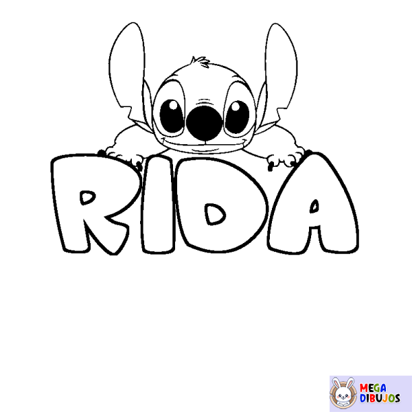 Coloración del nombre RIDA - decorado Stitch