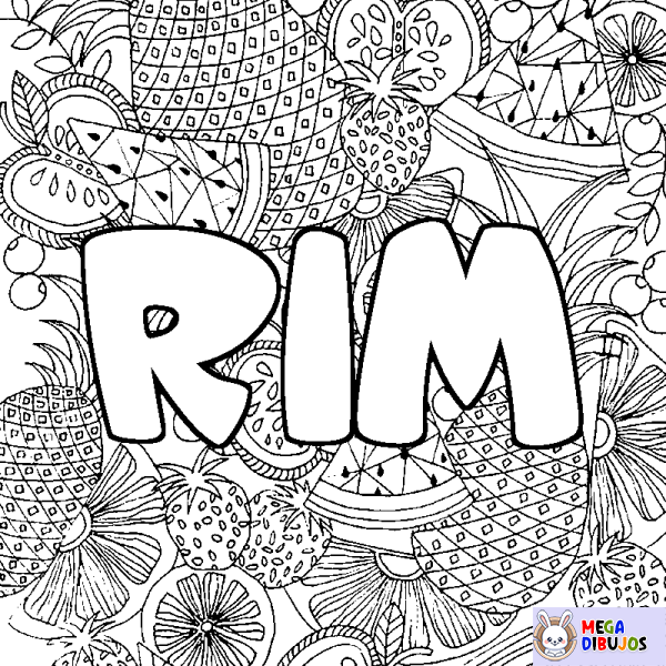 Coloración del nombre RIM - decorado mandala de frutas