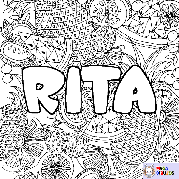 Coloración del nombre RITA - decorado mandala de frutas