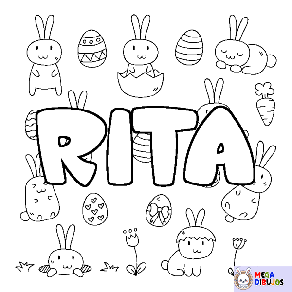 Coloración del nombre RITA - decorado Pascua