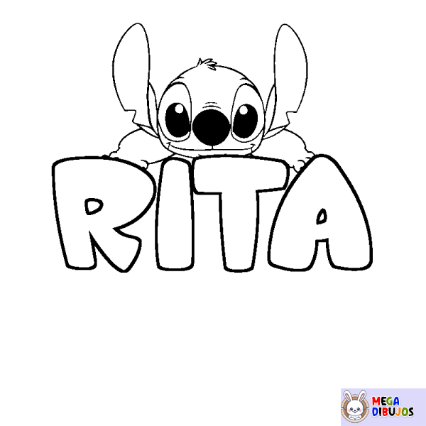 Coloración del nombre RITA - decorado Stitch