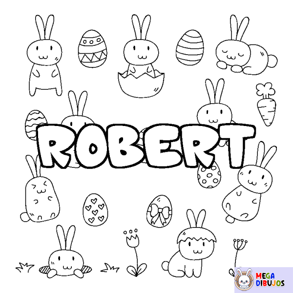 Coloración del nombre ROBERT - decorado Pascua