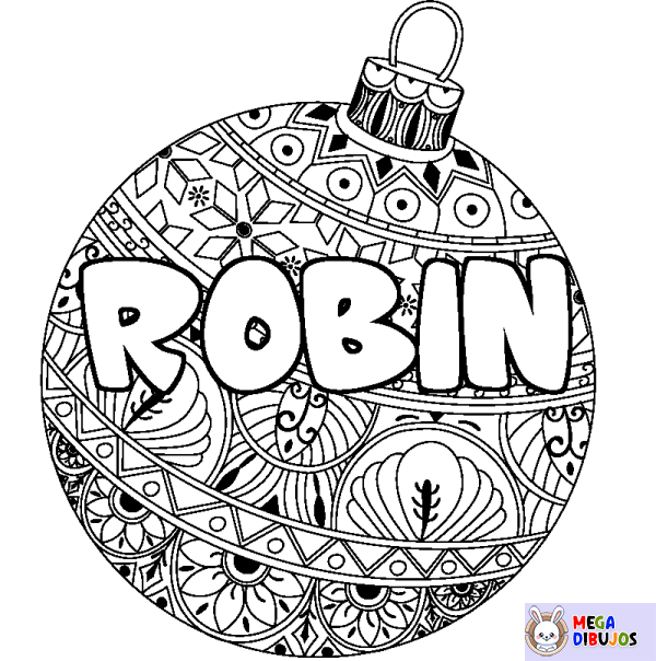 Coloración del nombre ROBIN - decorado bola de Navidad