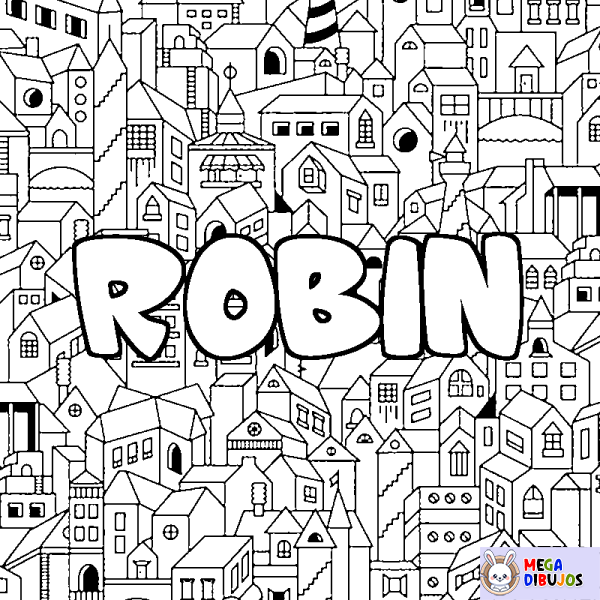 Coloración del nombre ROBIN - decorado ciudad