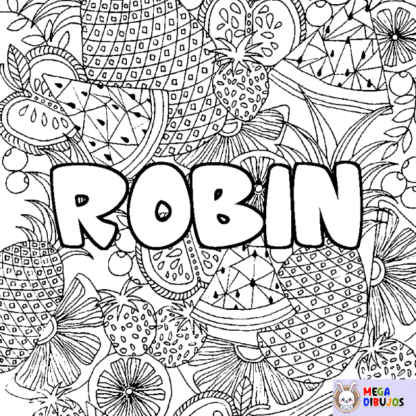 Coloración del nombre ROBIN - decorado mandala de frutas