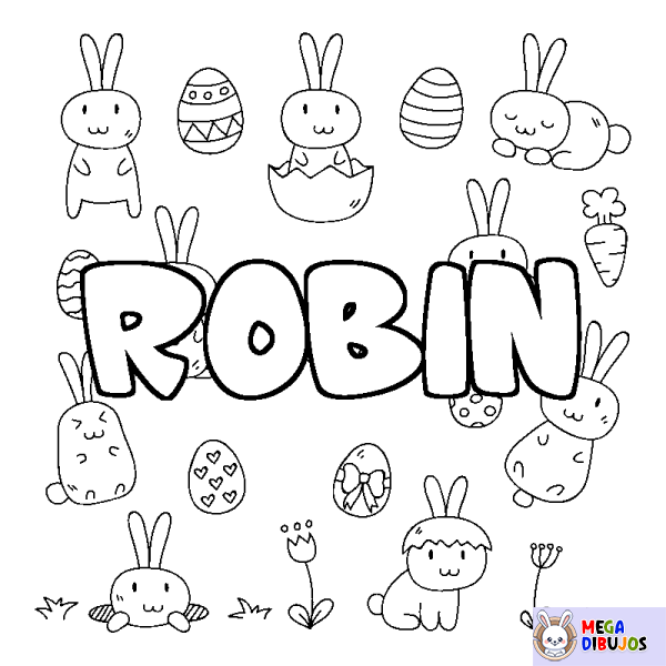 Coloración del nombre ROBIN - decorado Pascua