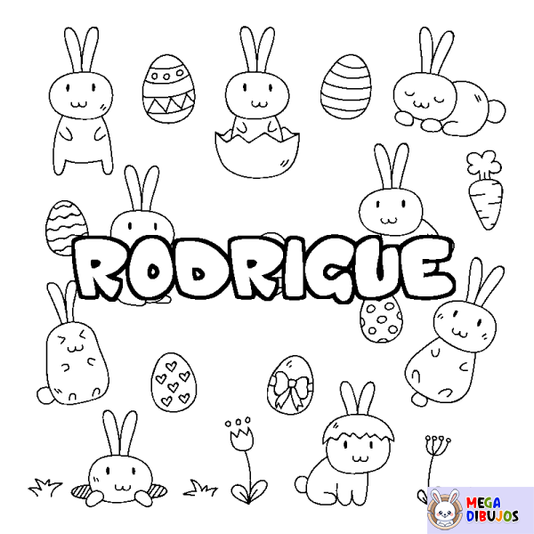 Coloración del nombre RODRIGUE - decorado Pascua