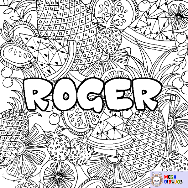 Coloración del nombre ROGER - decorado mandala de frutas