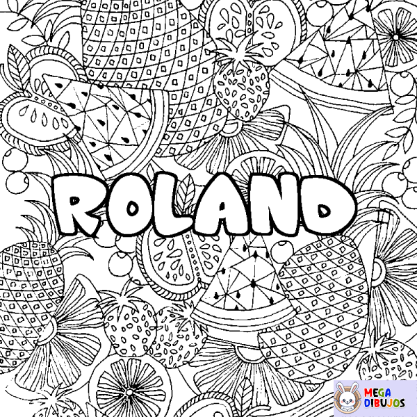 Coloración del nombre ROLAND - decorado mandala de frutas