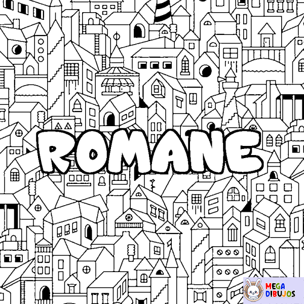 Coloración del nombre ROMANE - decorado ciudad