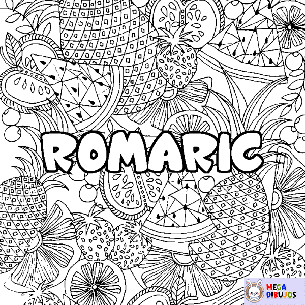 Coloración del nombre ROMARIC - decorado mandala de frutas