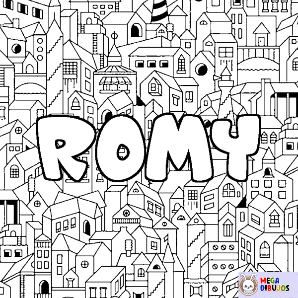 Coloración del nombre ROMY - decorado ciudad