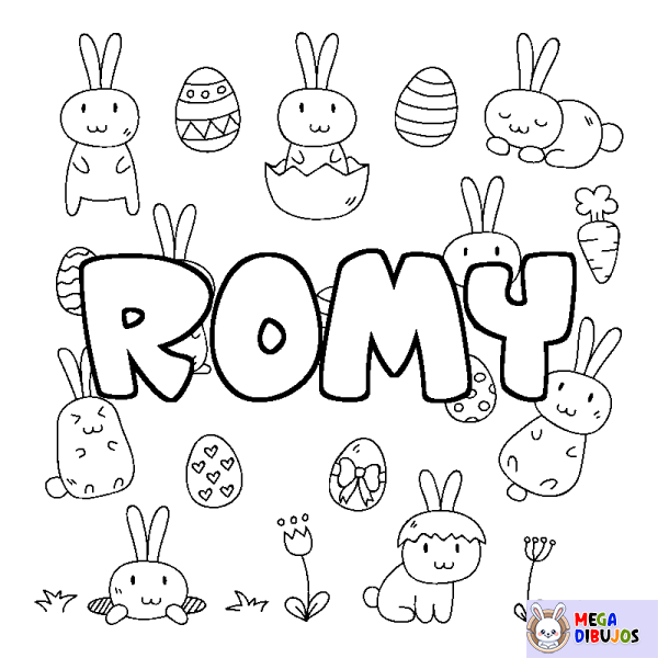 Coloración del nombre ROMY - decorado Pascua