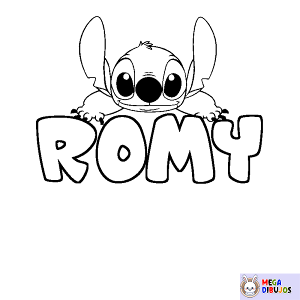 Coloración del nombre ROMY - decorado Stitch