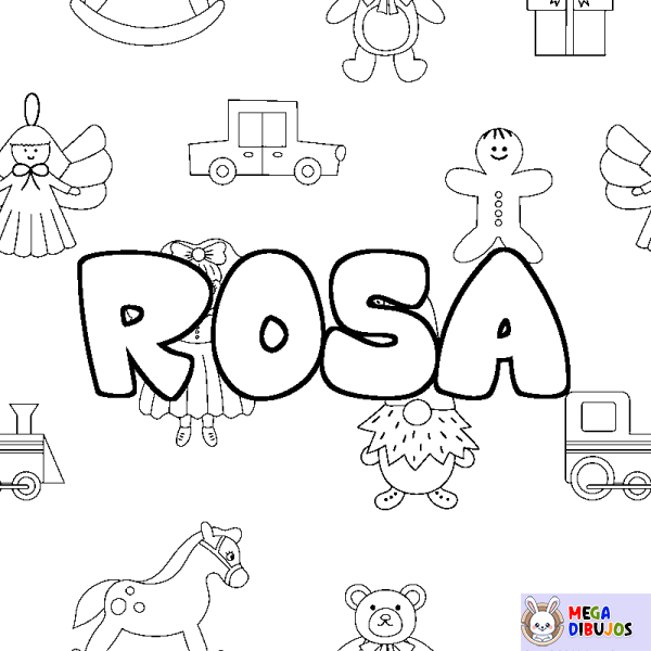 Coloración del nombre ROSA - decorado juguetes