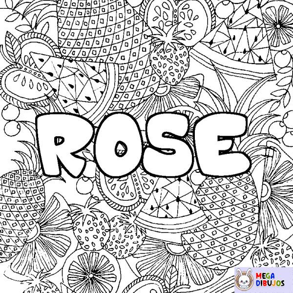 Coloración del nombre ROSE - decorado mandala de frutas