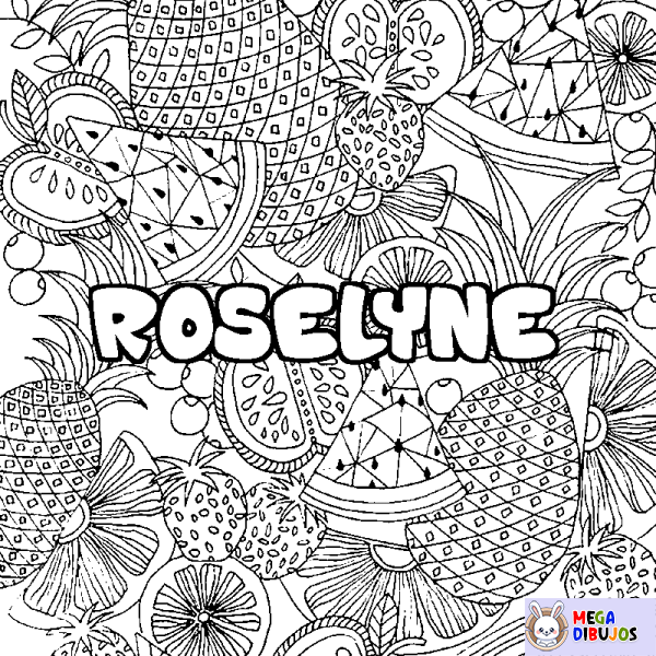 Coloración del nombre ROSELYNE - decorado mandala de frutas