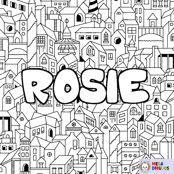 Coloración del nombre ROSIE - decorado ciudad