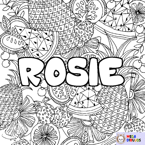 Coloración del nombre ROSIE - decorado mandala de frutas