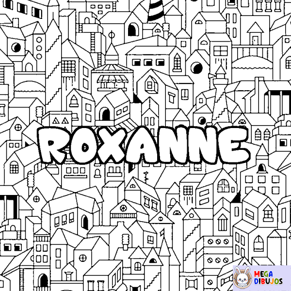 Coloración del nombre ROXANNE - decorado ciudad