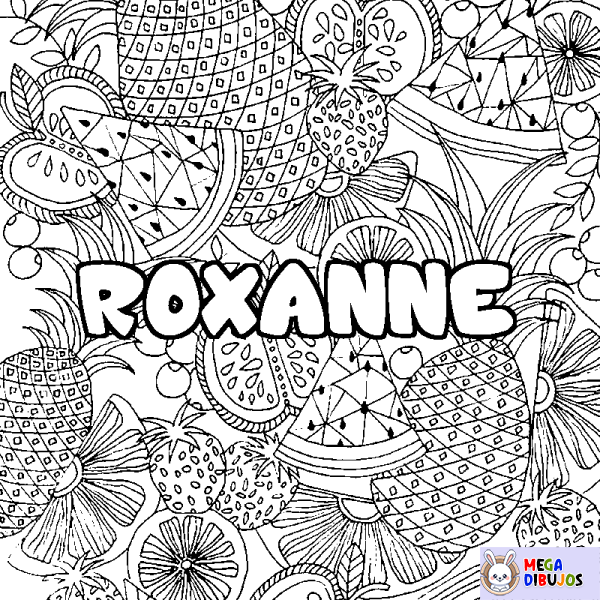 Coloración del nombre ROXANNE - decorado mandala de frutas