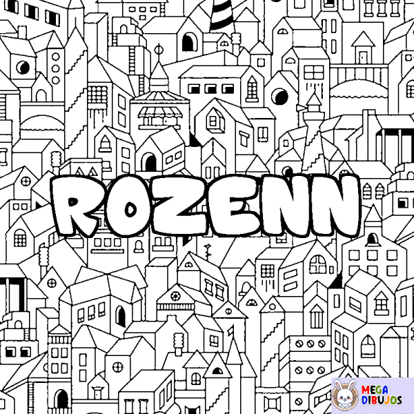 Coloración del nombre ROZENN - decorado ciudad