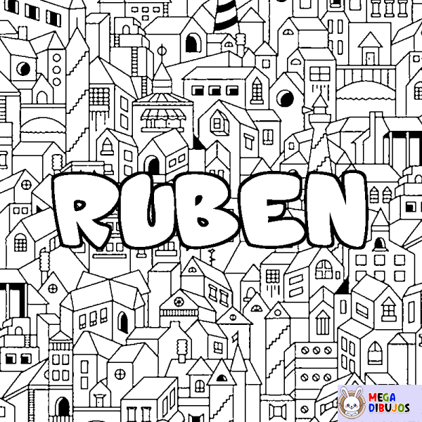 Coloración del nombre RUBEN - decorado ciudad