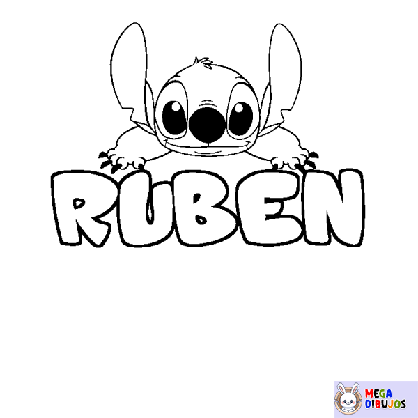 Coloración del nombre RUBEN - decorado Stitch