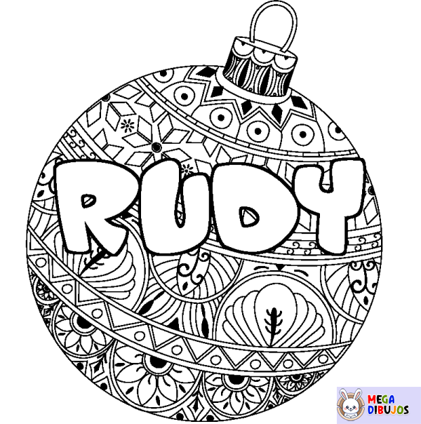 Coloración del nombre RUDY - decorado bola de Navidad