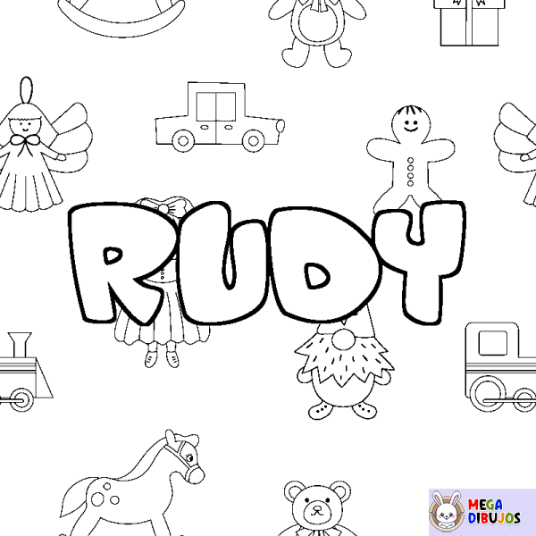 Coloración del nombre RUDY - decorado juguetes