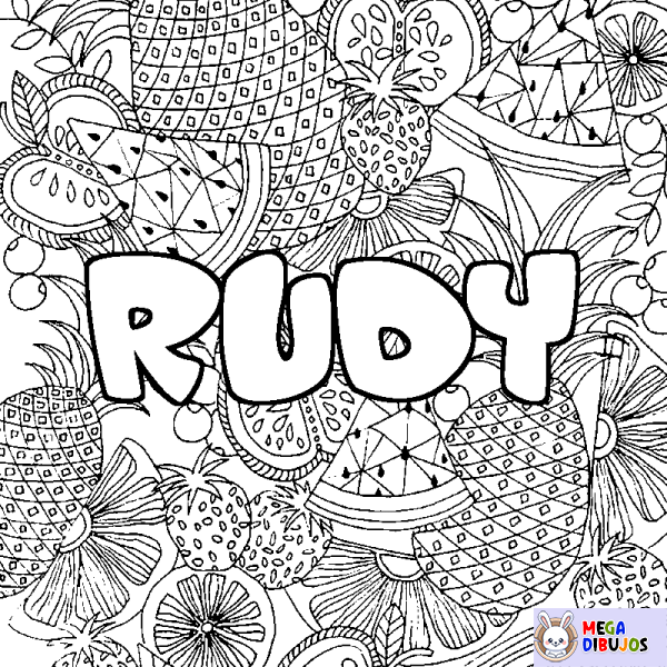 Coloración del nombre RUDY - decorado mandala de frutas