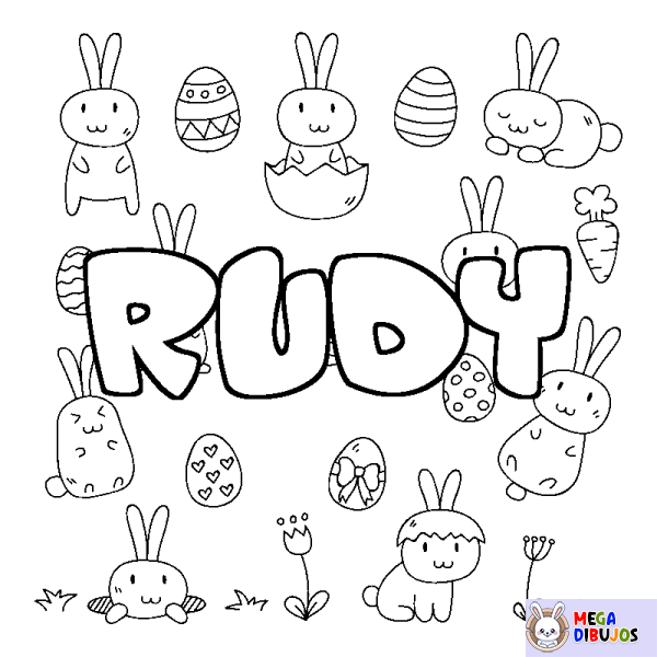 Coloración del nombre RUDY - decorado Pascua