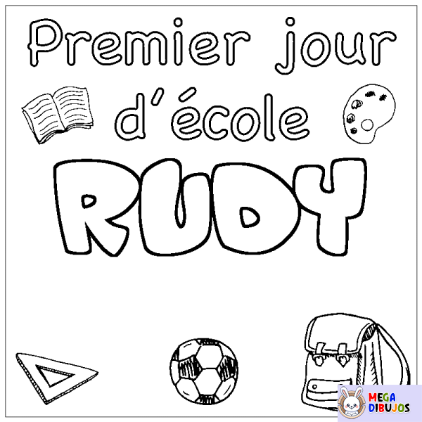 Coloración del nombre RUDY - decorado primer d&iacute;a de escuela