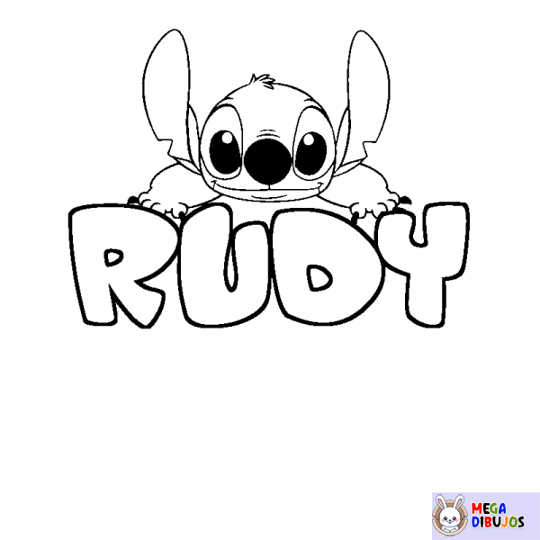 Coloración del nombre RUDY - decorado Stitch