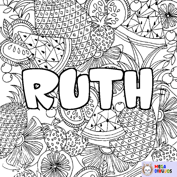 Coloración del nombre RUTH - decorado mandala de frutas