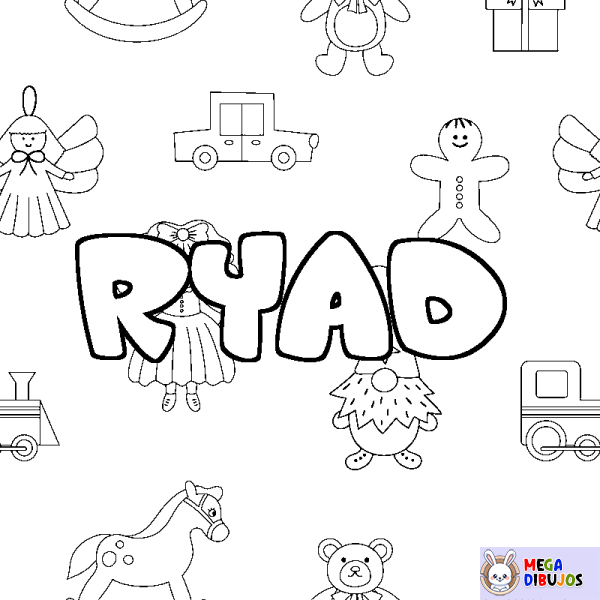 Coloración del nombre RYAD - decorado juguetes