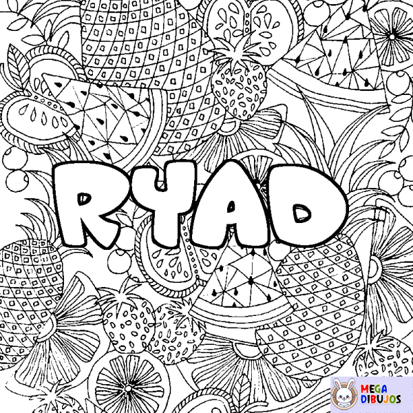 Coloración del nombre RYAD - decorado mandala de frutas