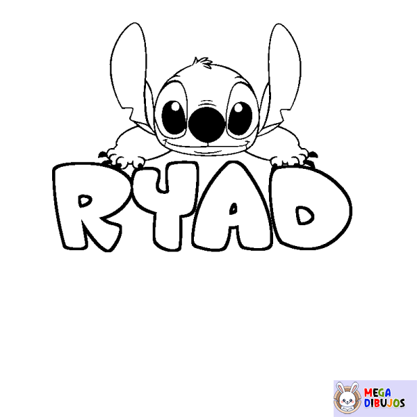 Coloración del nombre RYAD - decorado Stitch