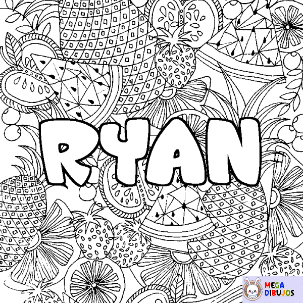 Coloración del nombre RYAN - decorado mandala de frutas