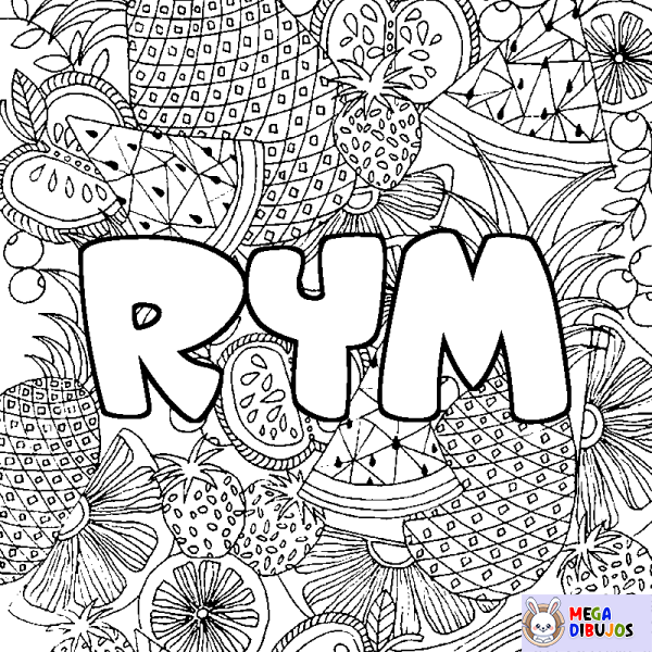 Coloración del nombre RYM - decorado mandala de frutas