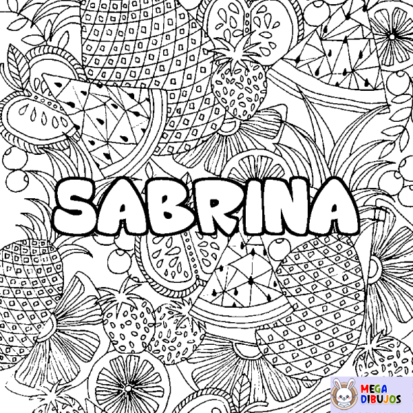 Coloración del nombre SABRINA - decorado mandala de frutas