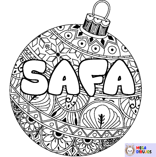 Coloración del nombre SAFA - decorado bola de Navidad