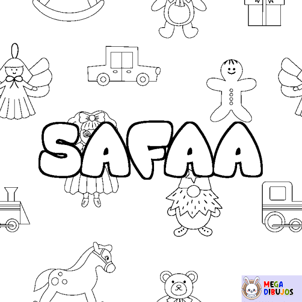 Coloración del nombre SAFAA - decorado juguetes