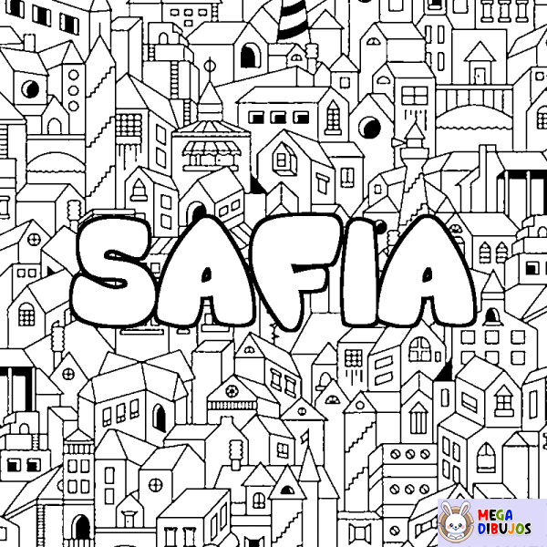 Coloración del nombre SAFIA - decorado ciudad