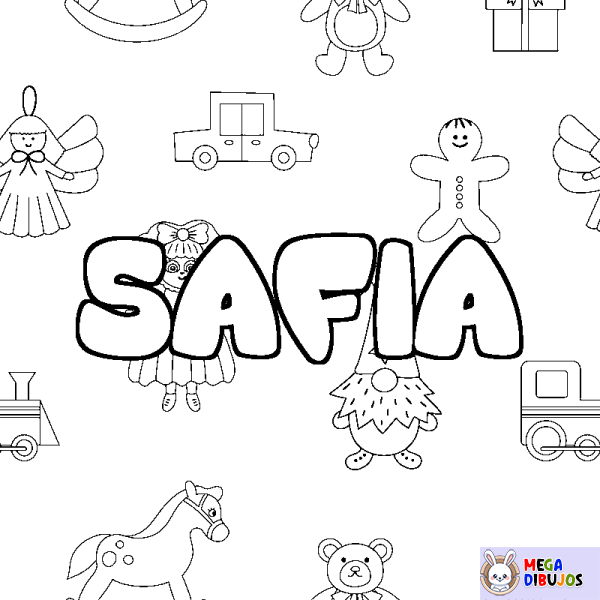 Coloración del nombre SAFIA - decorado juguetes